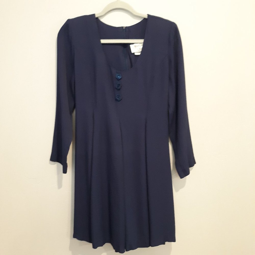 Navy Long Sleeve Mid Dress Fit and Flare